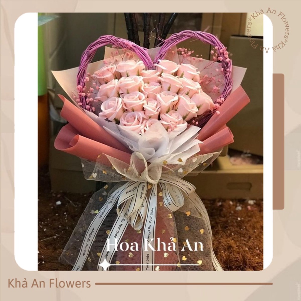 [Ship Hoả Tốc HN] Bó hoa tim Salic siêu xinh, mẫu thiết kế độc quyền nhà Khả An. Hoa sáp bền vĩnh cửu