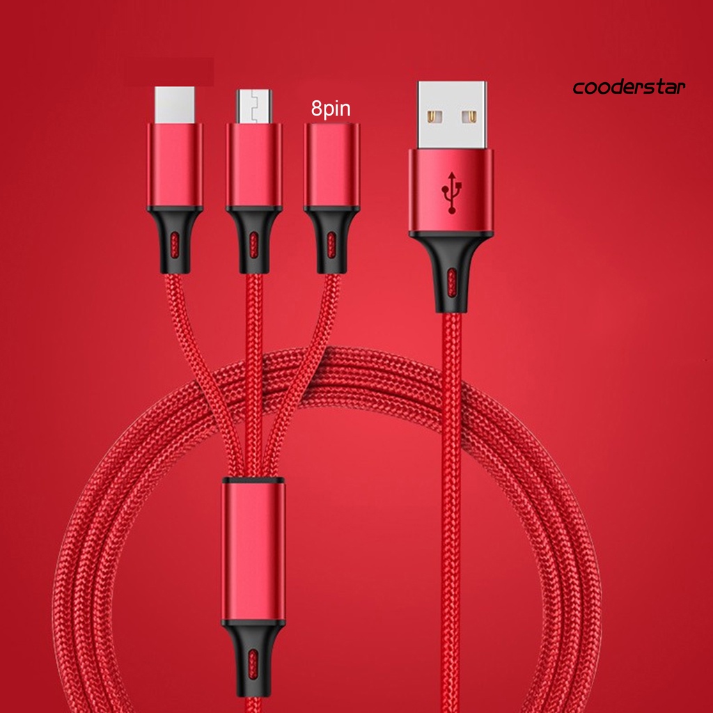 Dây cáp sạc nhanh 3 trong 1 dài 1.2m cho điện thoại/ máy tính bảng