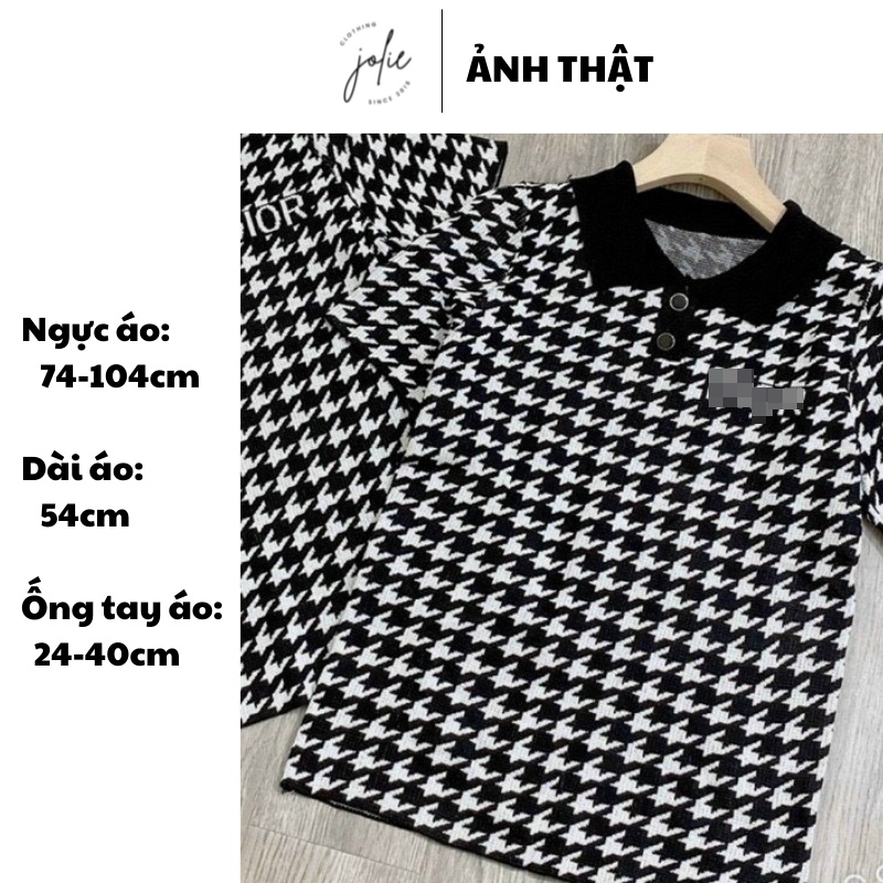 Áo thun tay ngắn, cổ polo, vải len xin xắn thích hợp đi làm, đi chơi