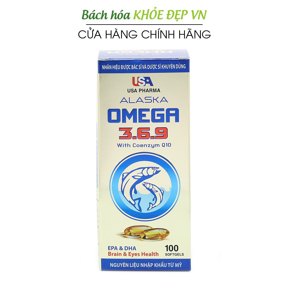 Viên dầu cá Alaska Omega 369 bổ não, sáng mắt, khỏe tim mạch - Chai Xanh 100 viên | BigBuy360 - bigbuy360.vn