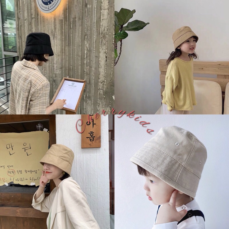 Mũ nón bucket vành nhỏ cho mẹ và bé phong cách Hàn quốc cực xinh