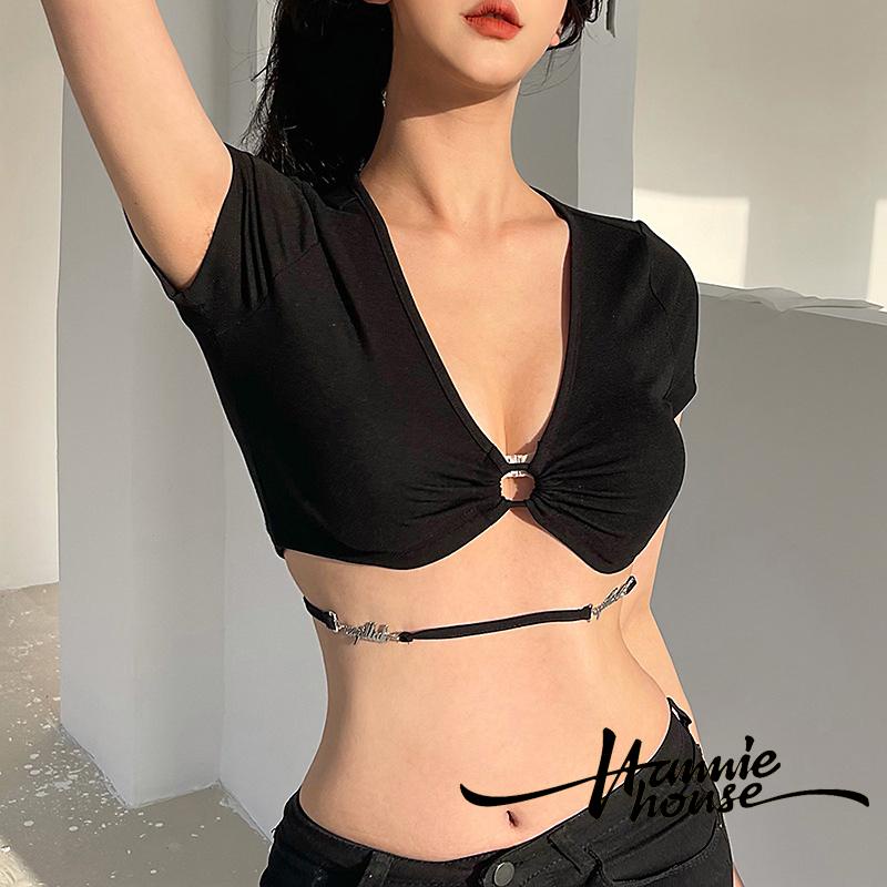 Áo Kiểu Tay Ngắn Cổ Chữ V Thời Trang Cho Nữ