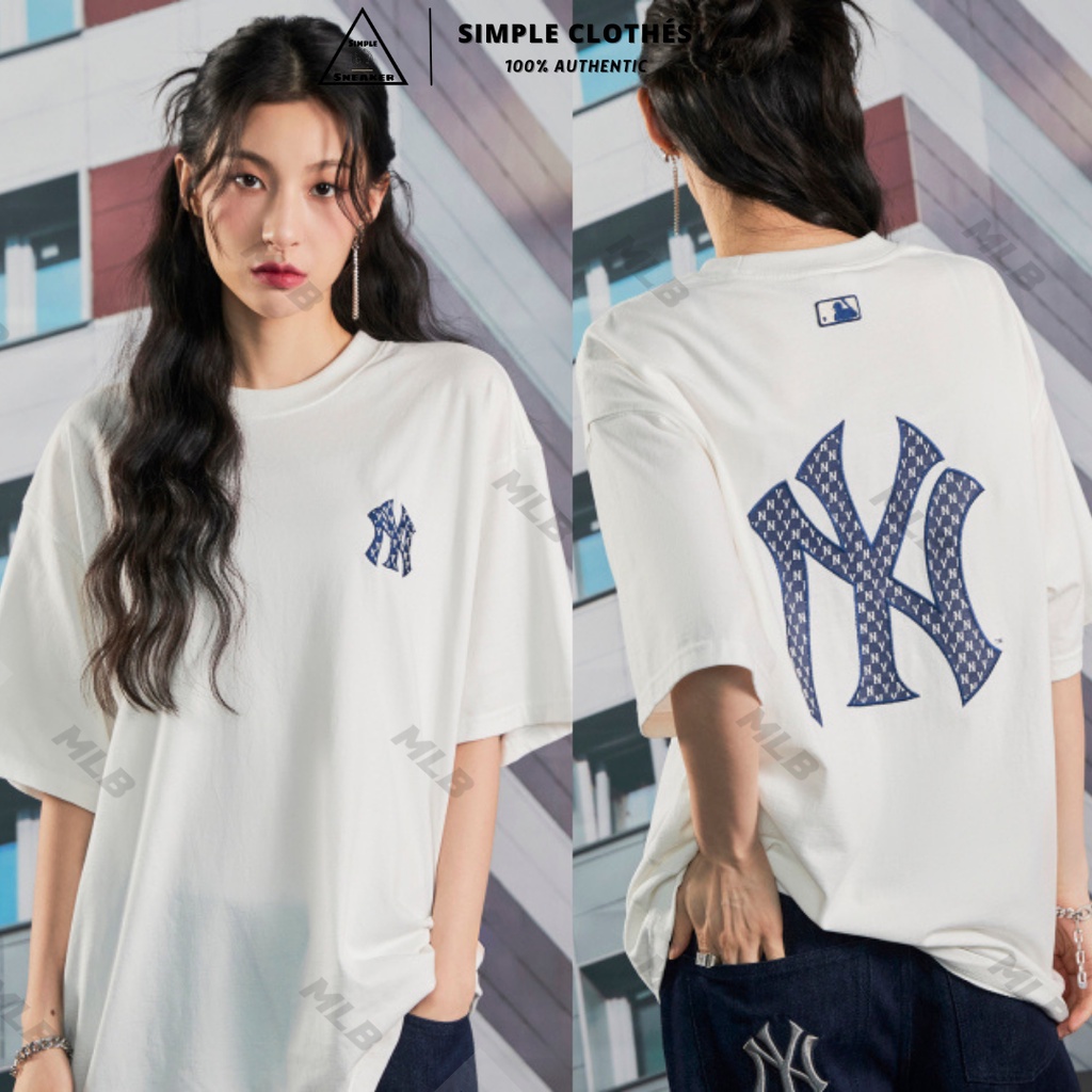 ÁO MLB CLASSIC MONOGRAM CLIPPING BACKLOG NY🔥CHÍNH HÃNG🔥T-shirt Tay Ngắn Logo NY Màu Trắng  - SIMPLE SNEAKER