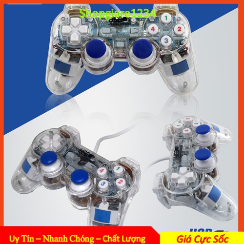 Tay game đôi SENZE SZ-702A trong suốt Đèn Led Có Rung , tay game 2 người chơi (HÀNG CHÍNH HÃNG)