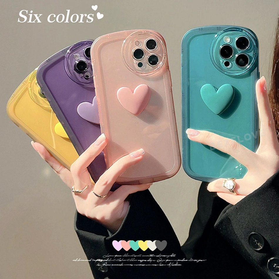 Ốp Điện Thoại Silicon Trong Suốt Họa Tiết Trái Tim 3D Cho iPhone 7 8 Plus X XR XS Max SE 2020 2022 11 12 13 Pro Max