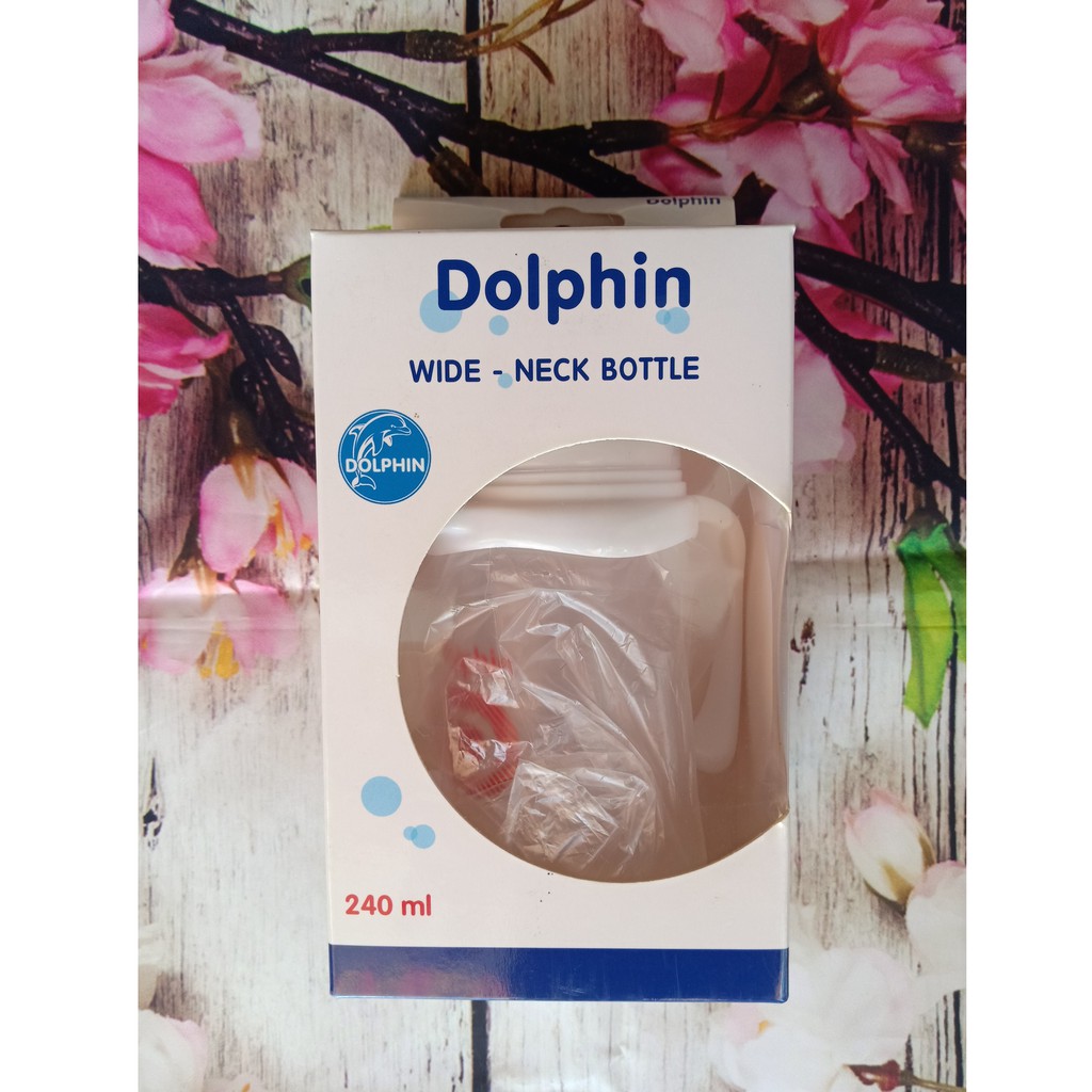 BÌNH SỮA DOLPHIN CỔ RỘNG 240ML ( có tay cầm)