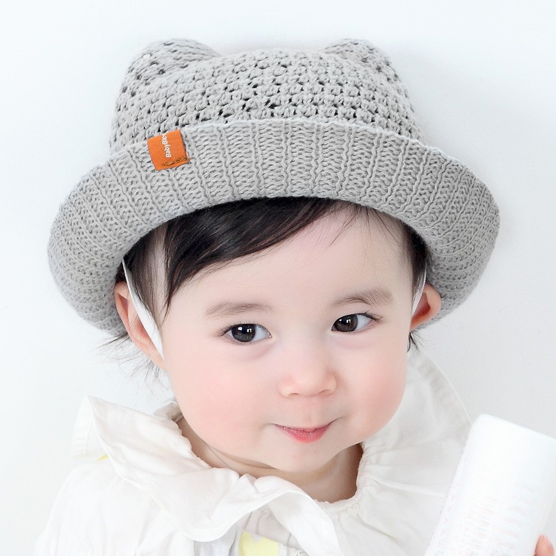 Nón đan rơm vàng rộng mềm mại thời trang cho bé