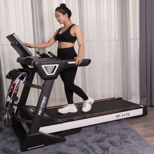 Máy chạy bộ điện đa năng PF-117D động cơ 4.5HP + nâng độ dốc tự động + màn hình tích hợp Android