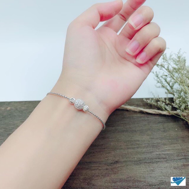 Vòng tay nữ bạc thật xoắn cầu đính đá sáng đẹp - Kho sỉ bạc Nhất Linh