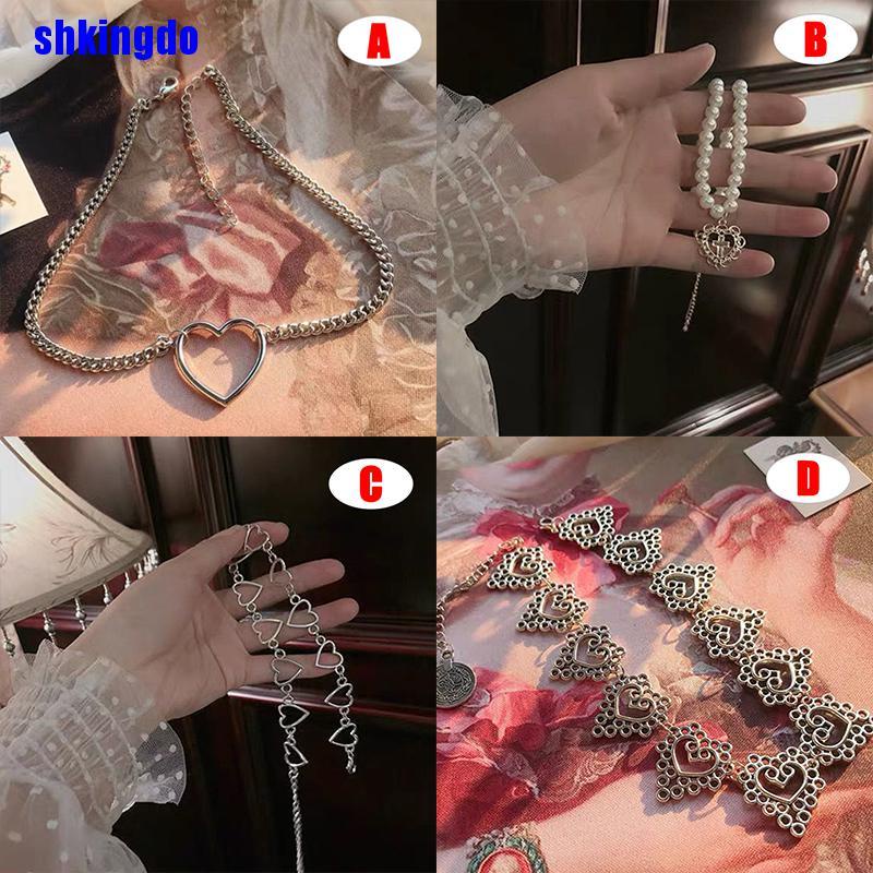 Vòng cổ choker mặt trái tim phong cách Gothic xinh xắn