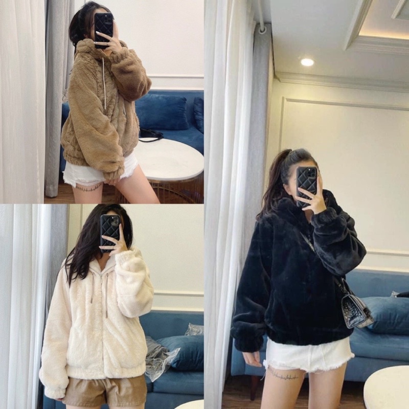 BÁN SỈ ÁO KHOÁC MŨ LÔNG 3 MÀU CHO NỮ - new