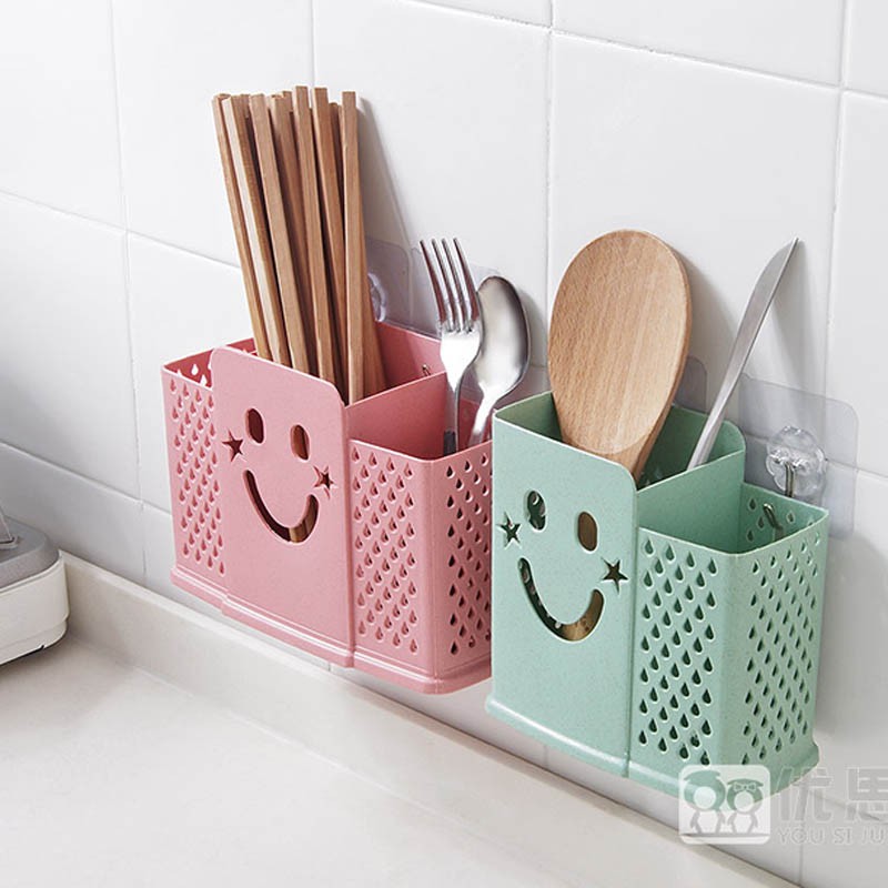Hoho Nhà Bếp Dòng Bảo Quản Nhà Bếp Treo Tường Đũa Lồng Hộ Gia Đình Nhựa Đũa Hộp Bảo Quản Thìa Thoát Nước Hộp Bảo Quản Giá Đựng Đũa