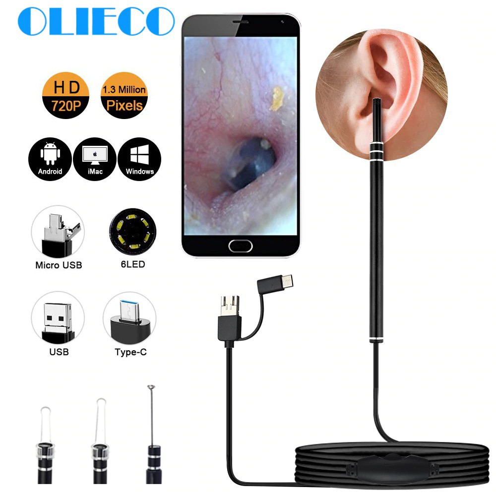 Bộ Lấy Ráy Tai Có Đèn, Camera Nội Soi Tai, Mũi, Họng Siêu Nét Đi Kèm Bộ Đầu Lấy Ráy Tai, Soi Tai Mũi Họng | BigBuy360 - bigbuy360.vn