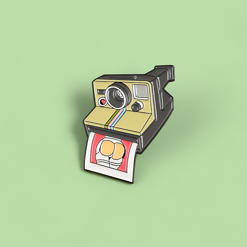 Ghim cài áo QIHE JEWELRY hình camera sáng tạo vui nhộn thời trang