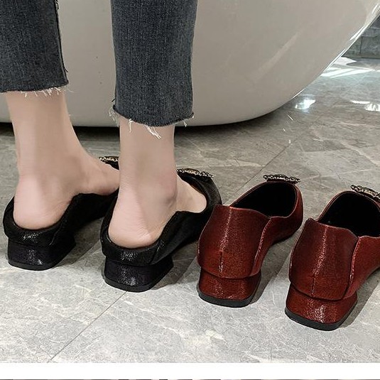 [ORDER] Giày búp bê bọc lụa khuy đính đá gót vuông 3p | BigBuy360 - bigbuy360.vn