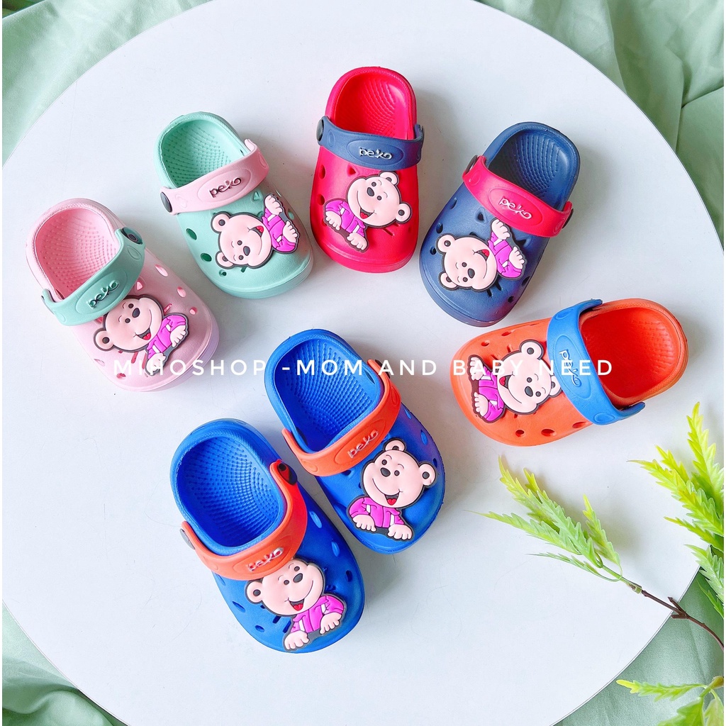 Dép Sục Peko Sticker Gấu Siêu Nhẹ Mềm Êm Chân Cho Bé Trai Bé Gái