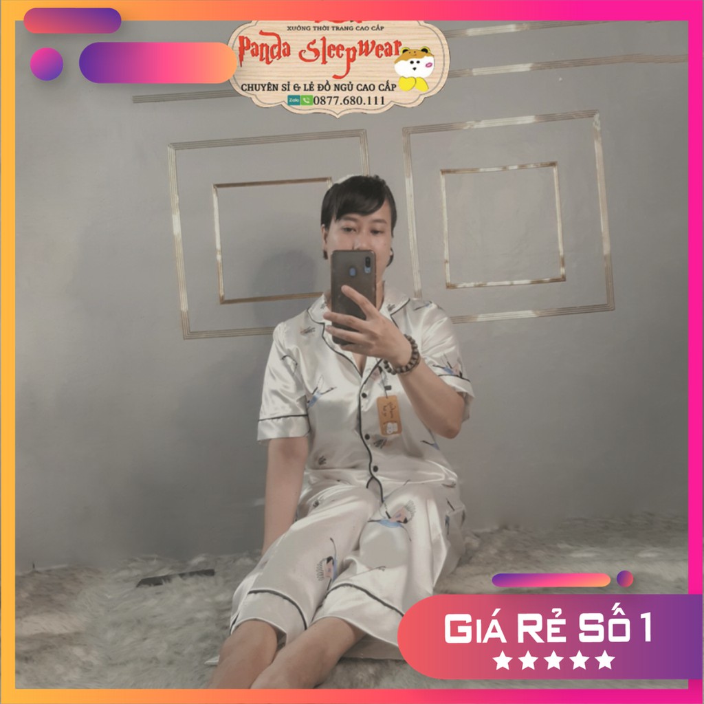 Đồ ngủ đẹp phi lụa mẫu con hạt
