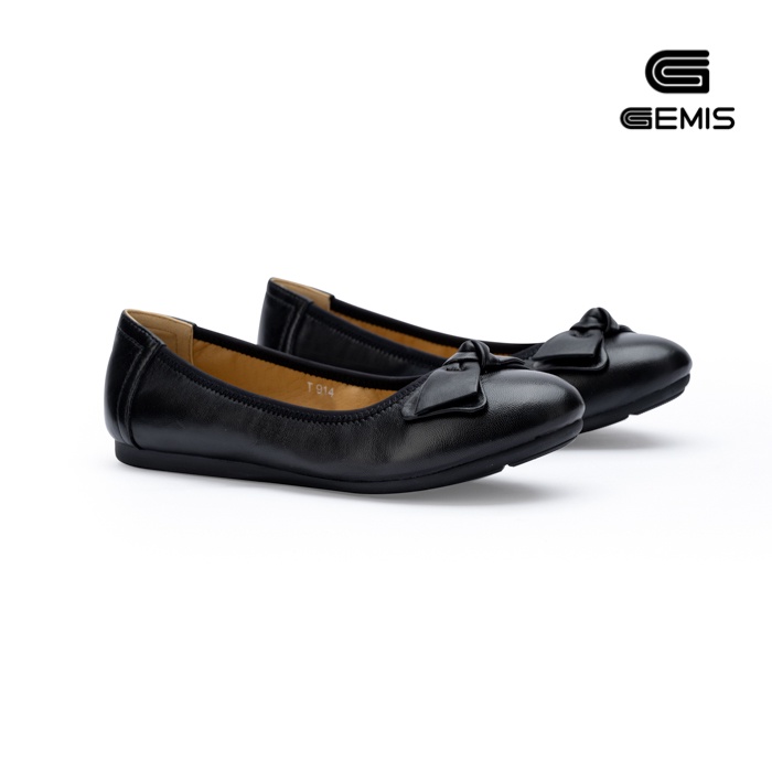 Giày bệt nơ da bò cao cấp chính hãng GEMIS - GM00153 Xanh/Đen