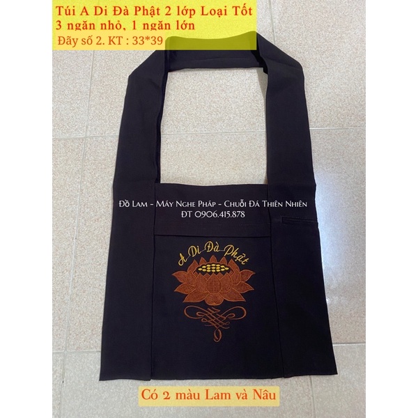 Túi vải đi chùa thêu hoa sen