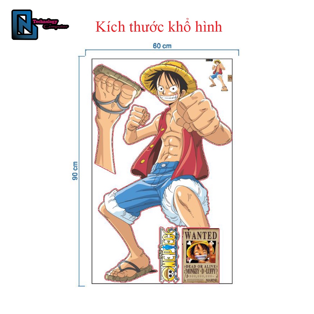 Dán Decal 3d One Piece Luffy Hình Nhân Vật Hoạt Hình