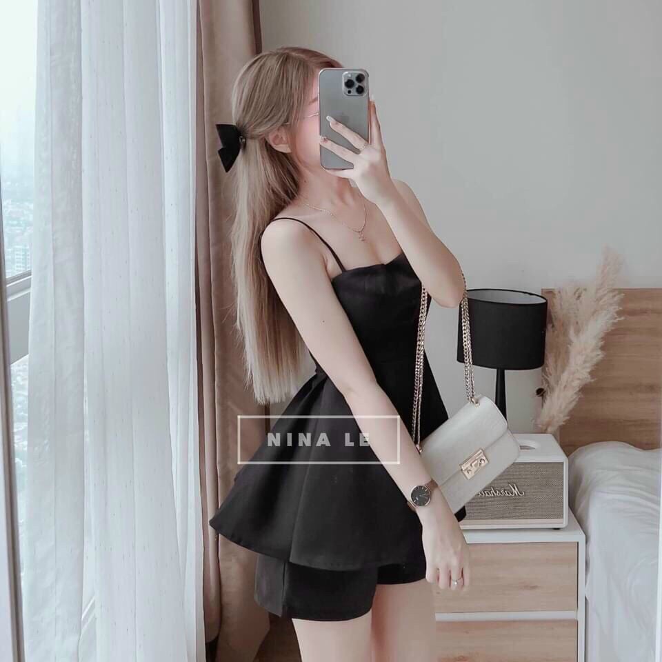 ( MIỄN PHÍ SHIP 2022) Set tiểu thư áo hai dây, quần đùi ngắn, quần short nữ, set đùi nữ chất vải umi cao cấp hai màu đen