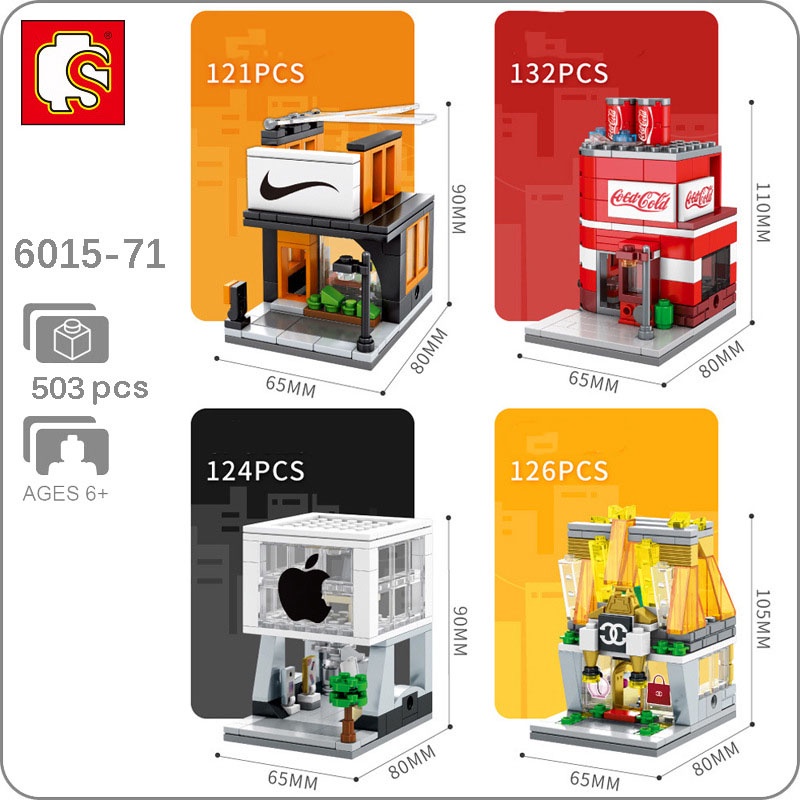 mô hình Đồ chơi KIỂU xếp hình toà nhà SEMBO BLOCK lắp ráp cửa hàng nổi tiếng building city NONlego