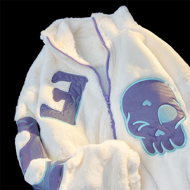 Áo Khoác Cotton Lông Cừu Phong Cách Hip Hop Đường Phố Hàn Quốc Thời Trang Thu Đông Cho Nữ