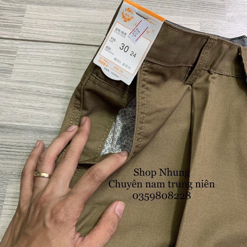 Quần Ngố Kaki Nam Trung Niên ngon bổ rẻ dáng thụng túi chéo 1 Ly + Ảnh Thật