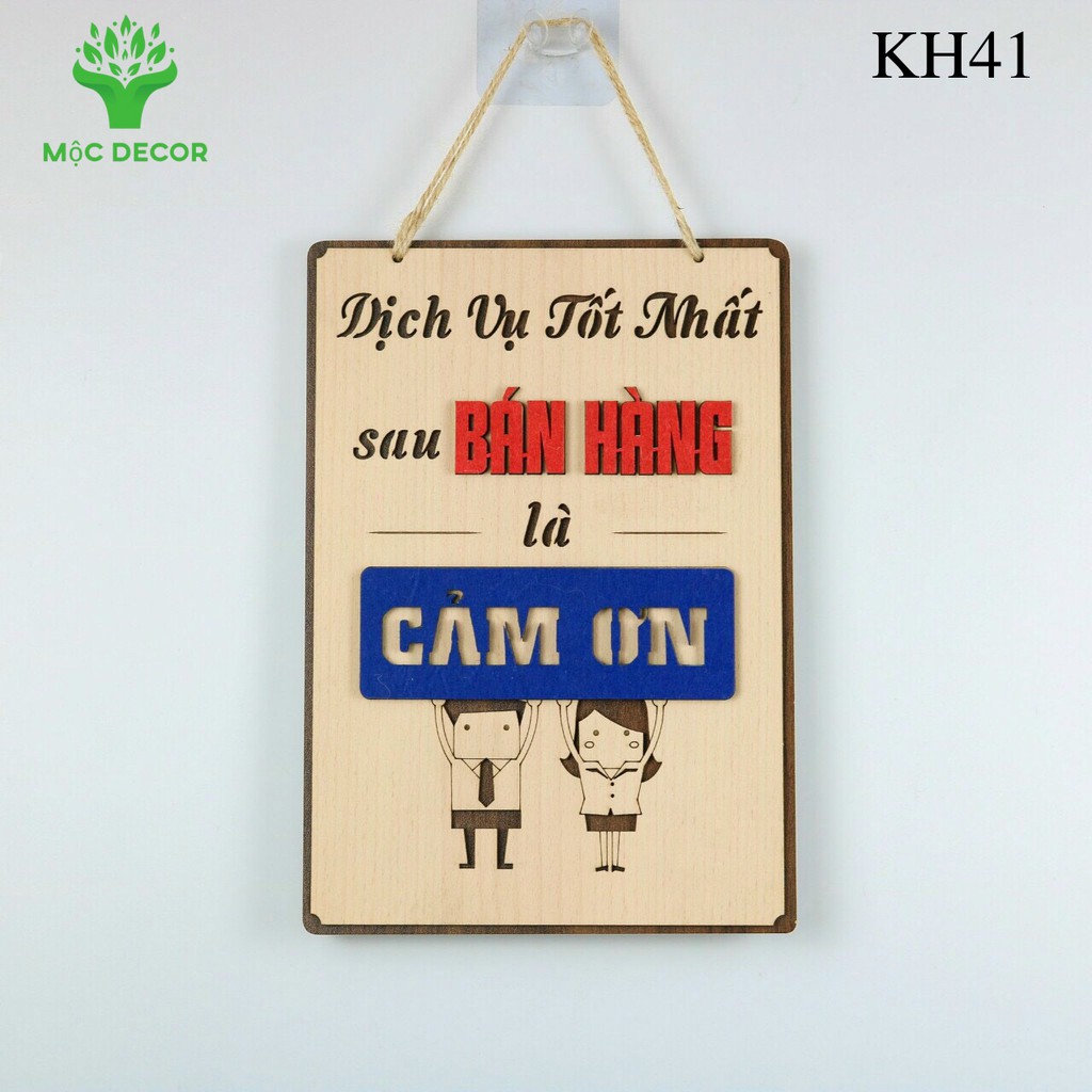 (TẶNG MÓC TREO)Bảng Gỗ Khẩu Hiệu, Slogan BÁN HÀNG - CẢM ƠN Treo Tường Tạo Động Lực,Trang Trí Văn Phòng MỘC DECOR KH41