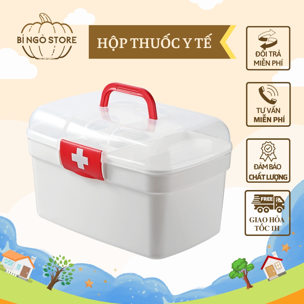 Hộp Y Tế Đựng Thuốc Tủ Thuốc Y Tế Gia Đình Nhiều Ngăn Mini