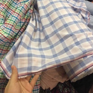 Vải thô lụa kẻ xanh da trời