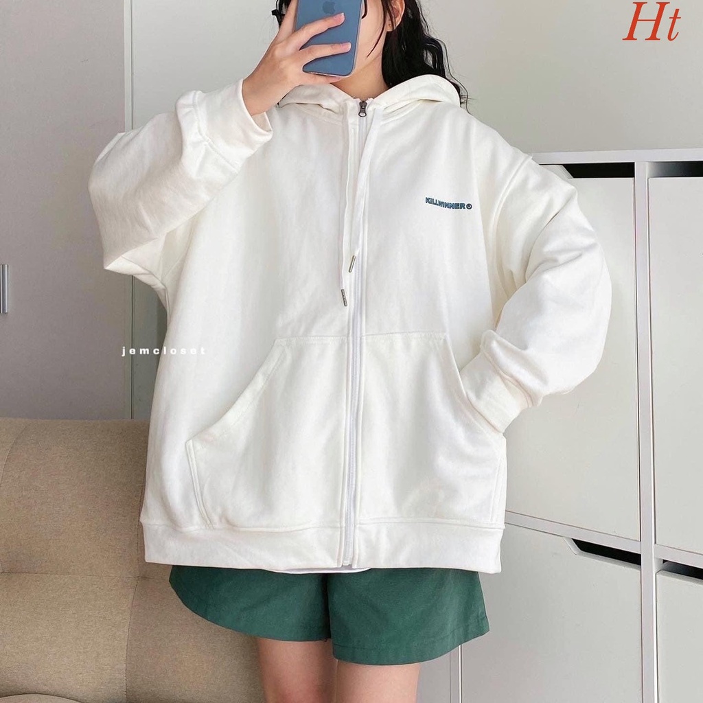 Áo khoác nỉ hoodie cotton COM chống nắng lót bông nhẹ mềm mịn in chữ COM.BOSURE unisex