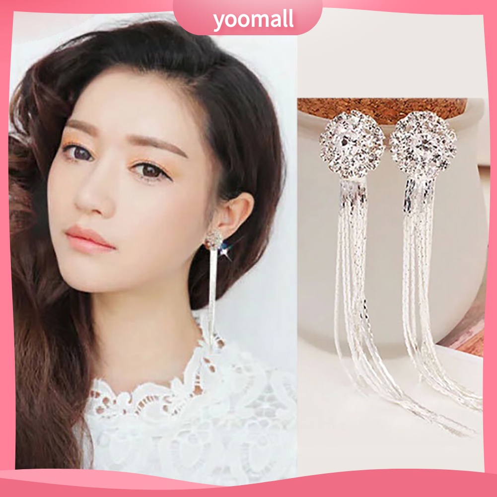 Khuyên tai tua rua dài đính đá thời trang thanh lịch dành cho nữ