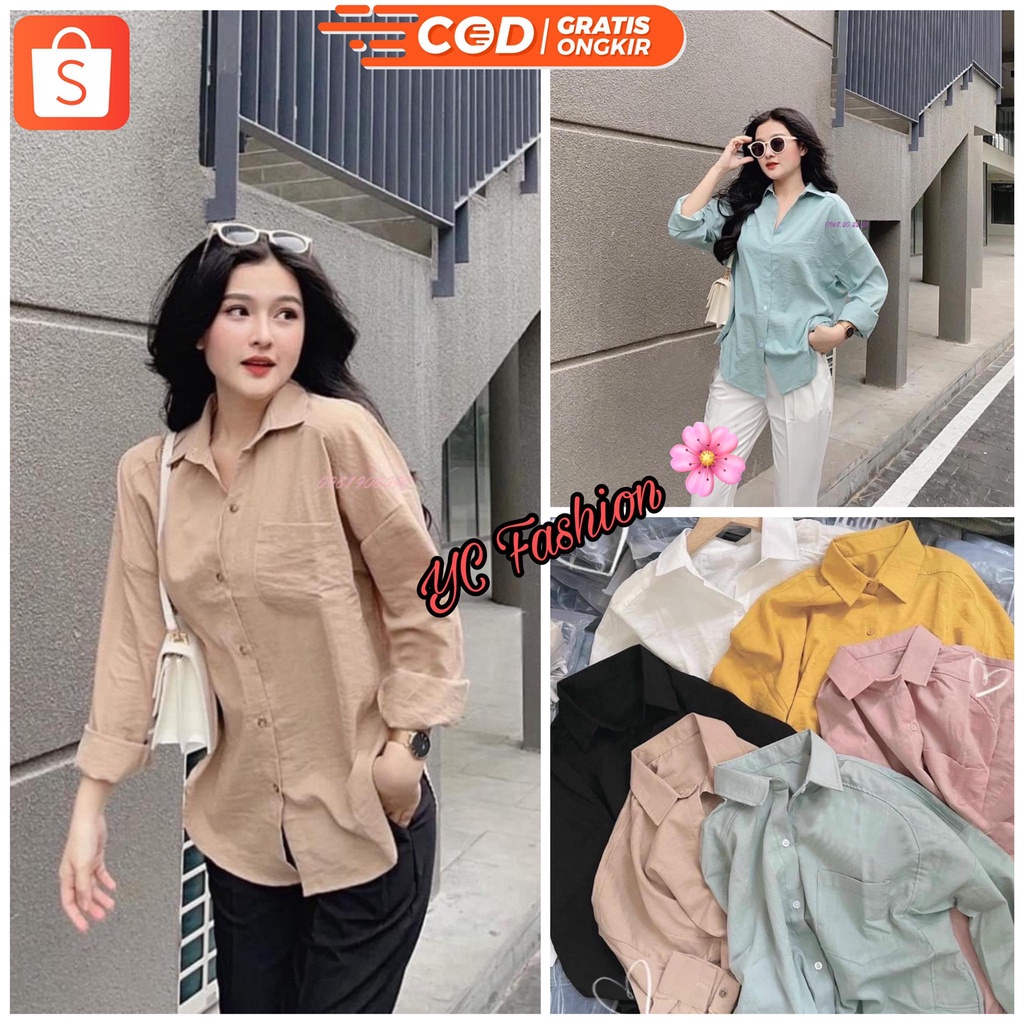Áo Sơ Mi Dài Tay Chất Đũi Vạt Tôm Nhiều Màu Chất Mát,Áo Sơ Mi From Rộng Basic Unisex Kiểu Cách Hàn Quốc