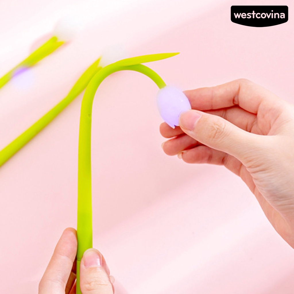 [Hot]✍Set 3 Bút Gel Silicone Hình Hoa Tulip Vui Nhộn Cho Học Sinh