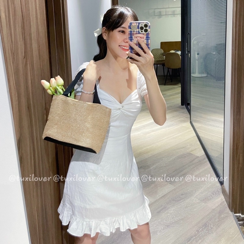 Đầm xoè tay phồng màu trắng Tuxilover - Hana dress