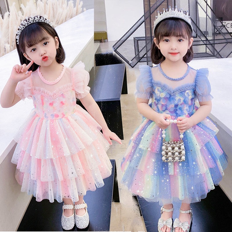 Đầm Ngắn Tay Thiết Kế Mới Thời Trang Mùa Hè Dành Cho Bé Gái