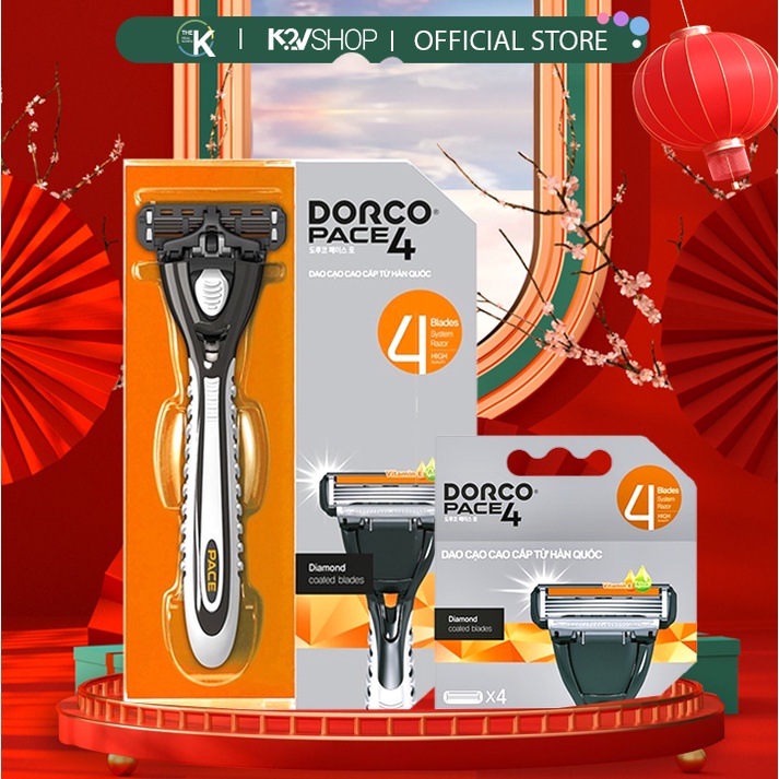 Combo Dao Cạo Và Vỉ 04 Đầu Dao Cạo Râu 4 Lưỡi DORCO Pace 4