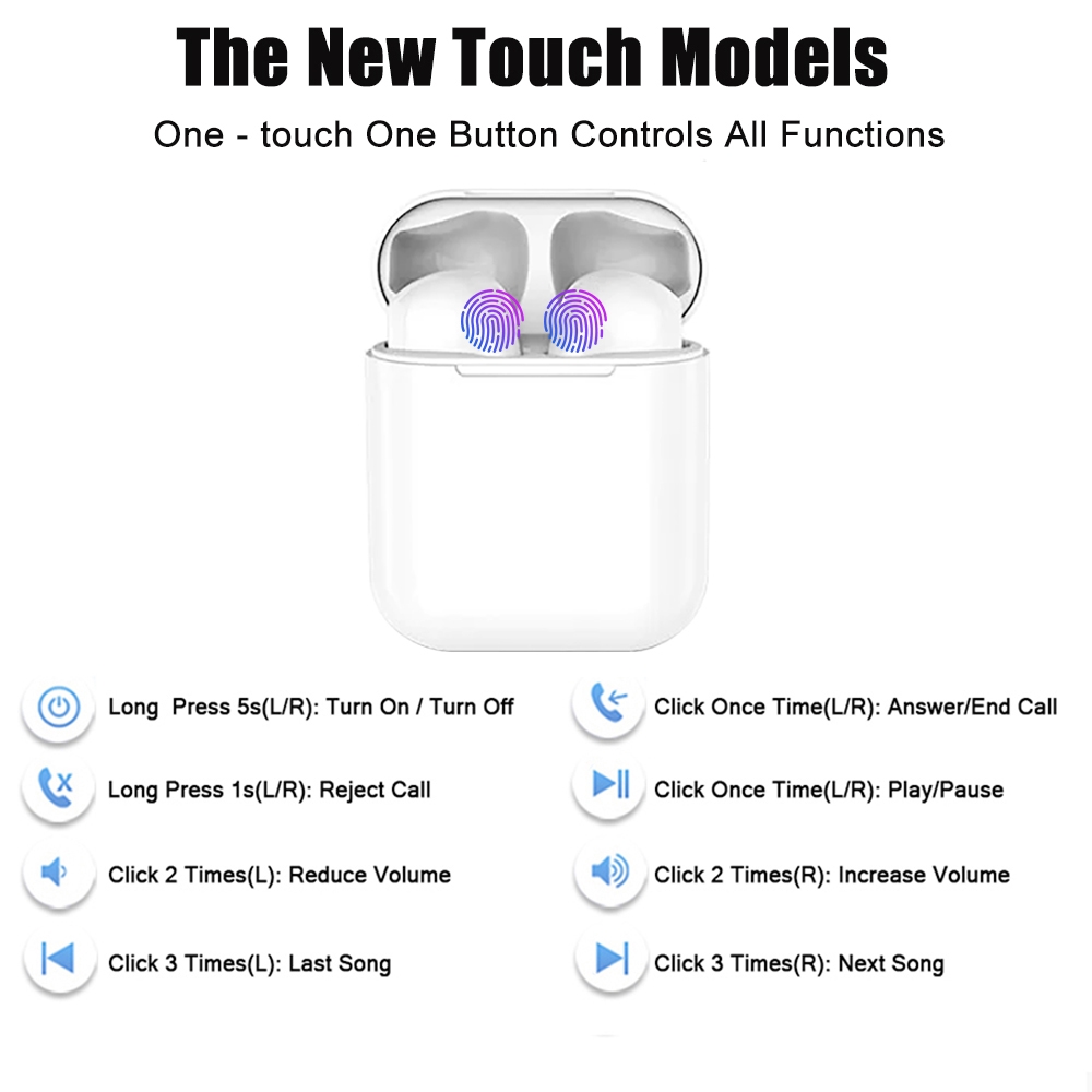 INS Popular Sweet Macaron Color i12 tws Bluetooth 5.0 Earphone Wireless Sport Headset phones Earbuds