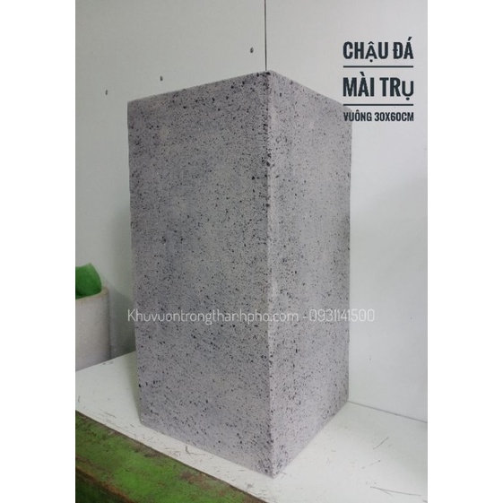 Chậu xi măng đá mài trụ vuông 30x60cm