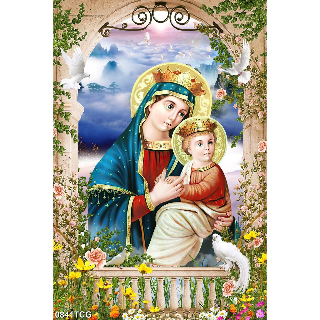 Tranh dán tường 3d hình Chúa Jesus, Hình Đức Mẹ Maria, Tiệc ly, Gia Đình Thánh Gia