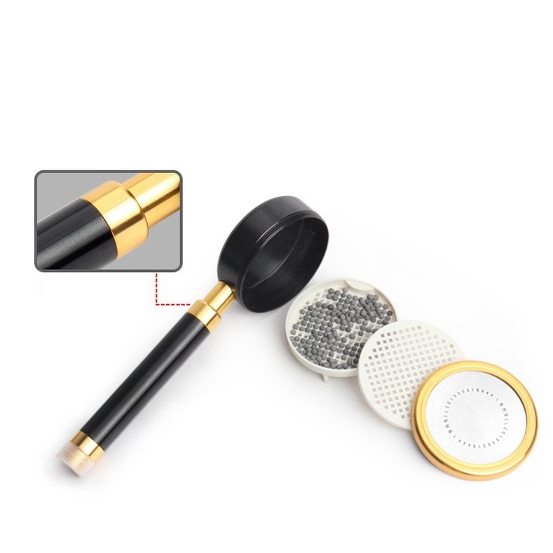 Tay sen, vòi sen siêu tắm tăng áp hợp kim nhôm màu đen vàng có hạt lọc kháng khuẩn - QM028