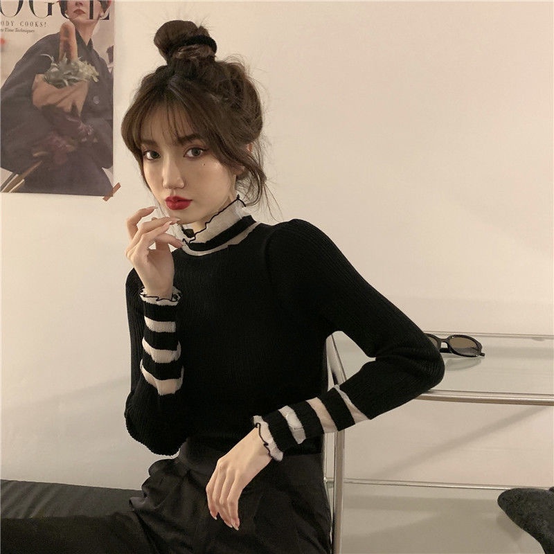 Áo Sweater tay dài phối lưới thời trang thu đông | BigBuy360 - bigbuy360.vn