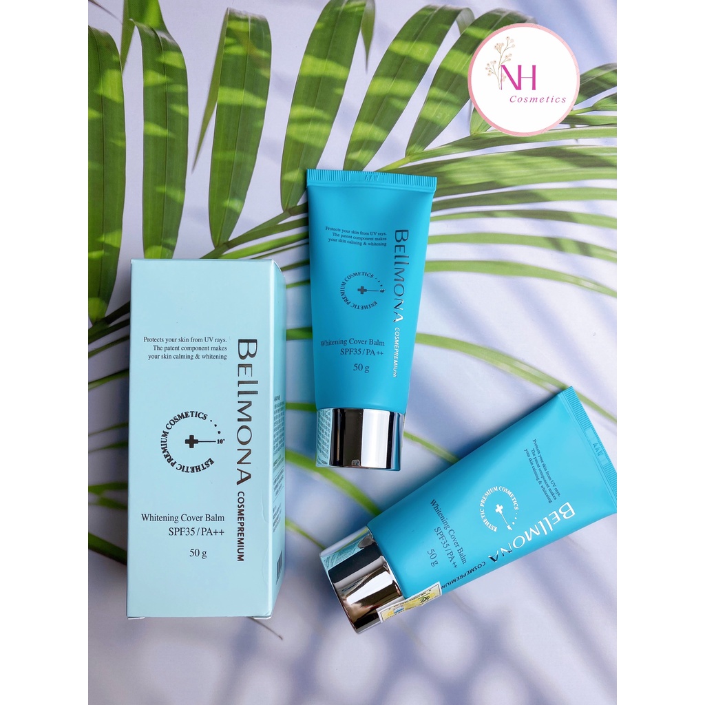 Kem che khuyết điểm chống nắng dưỡng trắng, làm dịu da nhạy cảm Bellmona Whitening Cover Balm 35/ PA ++