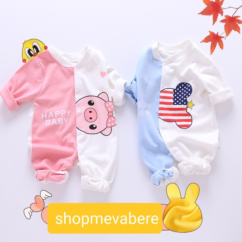 Body liền thân dài tay cotton cho bé trai và bé gái sơ sinh từ 3-17kg, hàng đẹp xuất Hàn - 𝐁𝐃𝟐𝟔