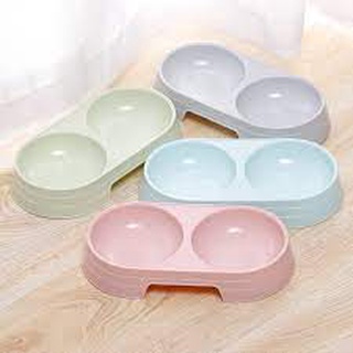 Bát nhựa tròn đôi đựng thức ăn cho chó mèo