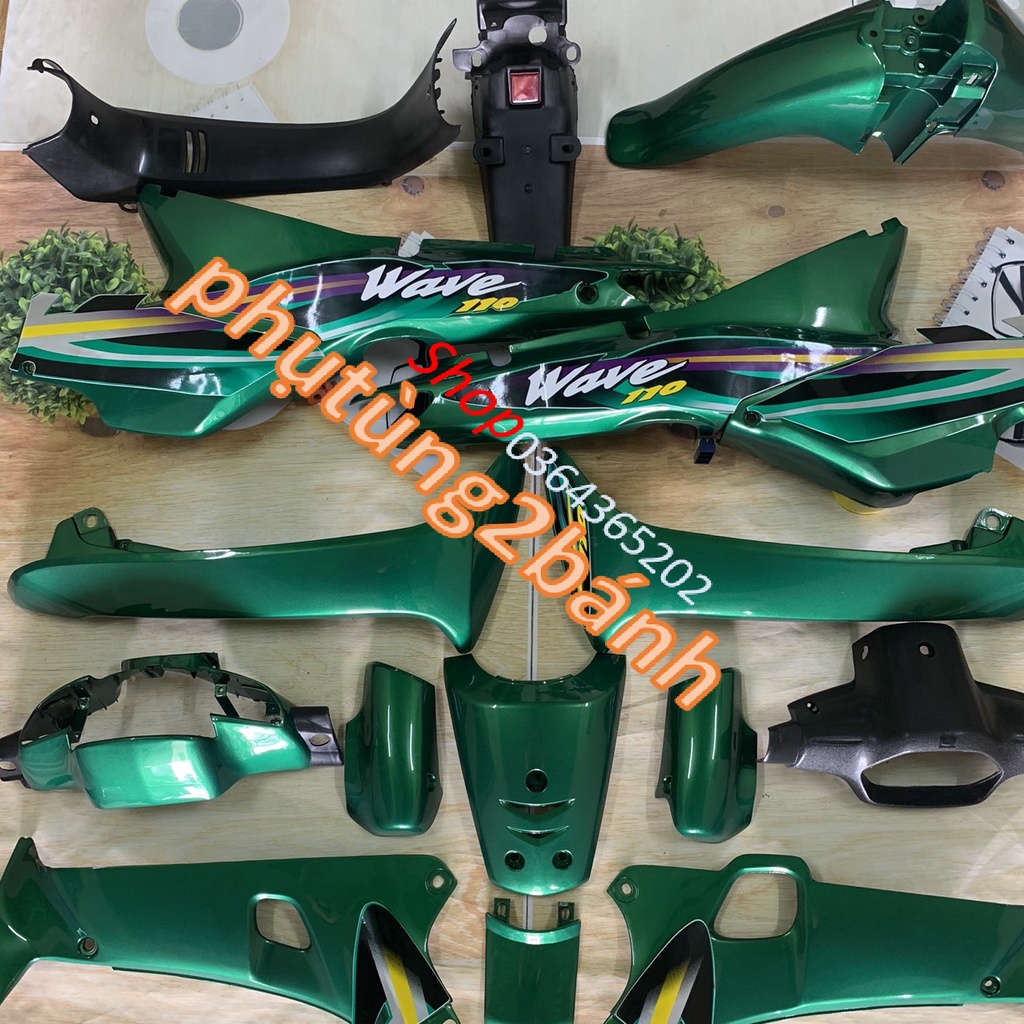 Bộ Dàn  áo xe Wave alpha 110 -Wave A cũ -Wave thái 1 bóng MÀU XANH KEN -nhựa ABS LỌA ĐẸP