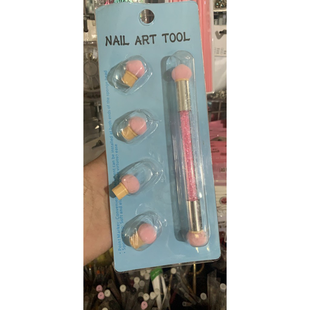 Cọ mút Ombre cán đá chuyên nail có kèm mút thay