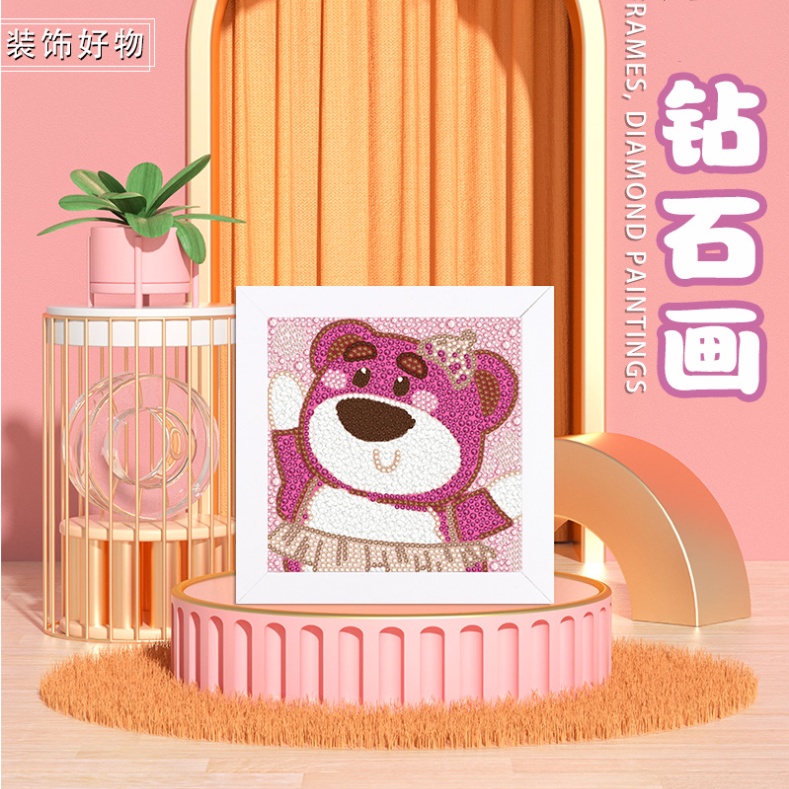 Bộ Dụng Cụ Thêu Tranh Hạt Cườm Hình Gấu Dâu Tây Thủ Công DIY Mới Dành Cho Trẻ Em