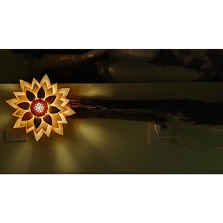 đèn gỗ hoa sen size to 65cm